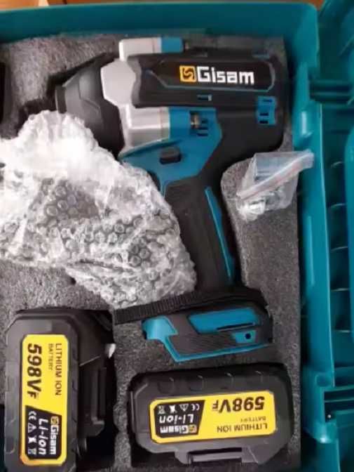 Gisam Безчетков ударен гайковерт 1/2 инчов 1800N.M 18V две батерии