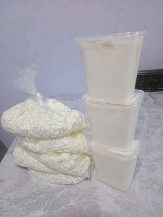 Домашняя сметана, молоко, айран, сыворотка, творог.