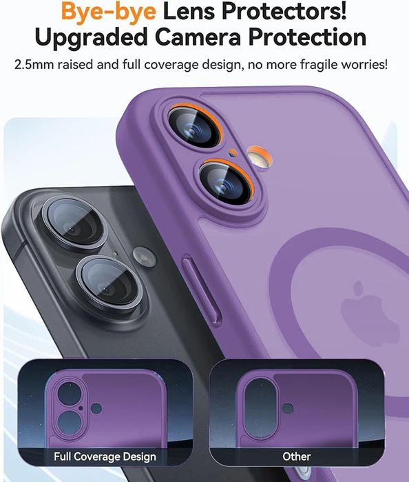 iPhone 16,17 всички модели MagSafe case с протектор за камерите 5цв