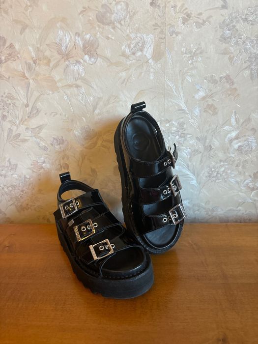 Sandale dama *Kickers Lo Buckle* , Culoare Negru lacuit, marimea 38