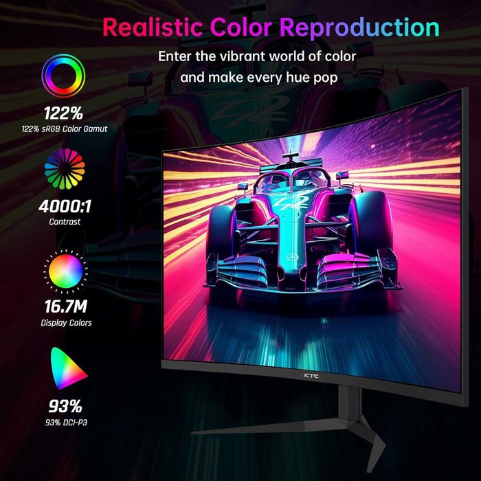 Монитор KTC 32" Curved, 240Hz, 1440P QHD FAST IPS панел, HDR400