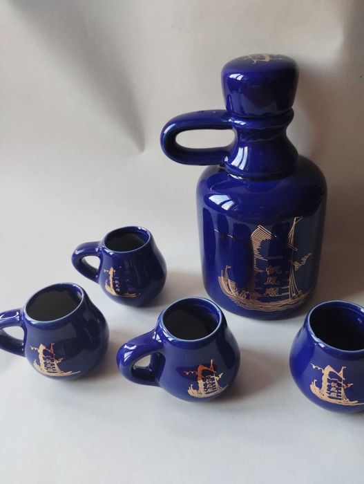 Мини сервиз - кобалт - злато