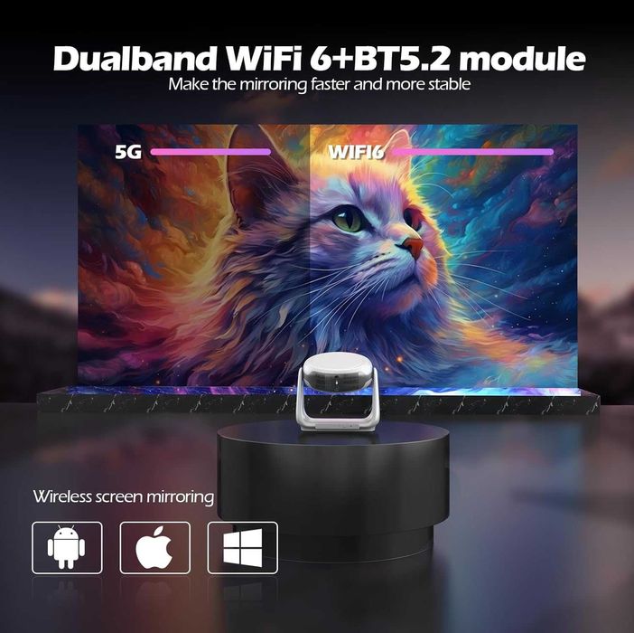 Нов, пълен комплект с мека чанта 4K проектор с батерия и Андроид EUARY