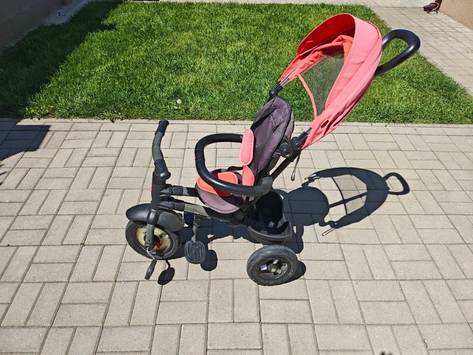 Vand Tricicleta Pliabila cu roti de cauciuc Qplay Rito Rubber, Rosu + cadou