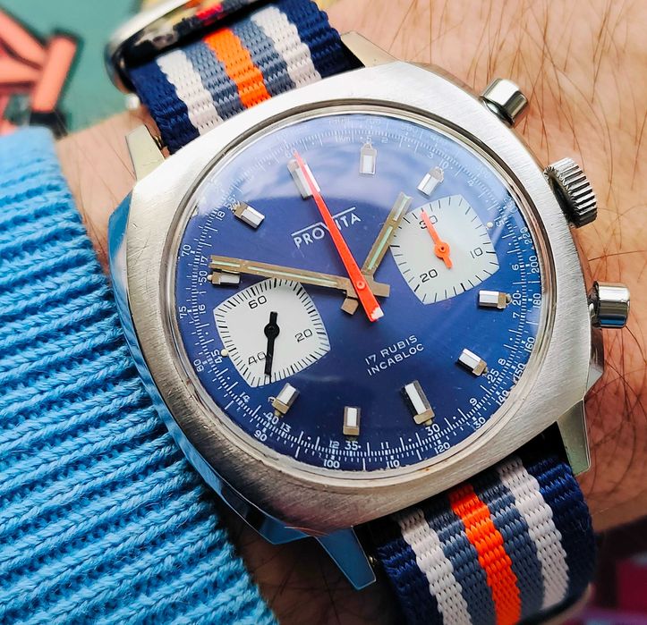 Ceas Cronograf Provita cal Elvetian Valjoux 7733 Otel 39mm accesoriu