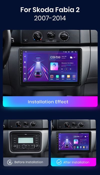 Navigatie Android dedicata Skoda Fabia 2  (2007-2014).