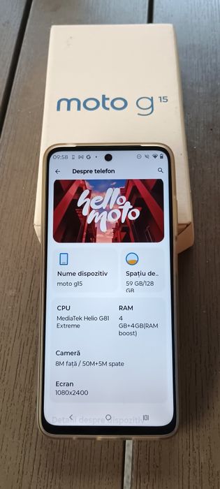 Vând Motorola G15 128 GB 8. Ram