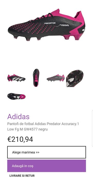 Pantofi de fotbal Adidas Predator Accuracy.1 Low Fg negru roz, Nr. 43