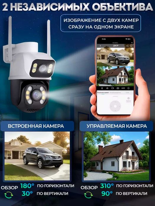 Умная PTZ камера для улицы и дома с Wi-Fi камера видеонаблюдения