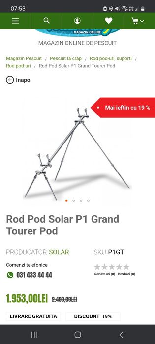 Rod pod-uri inox 3 posturi: solar grand tourer p1/worldwide,  prologic