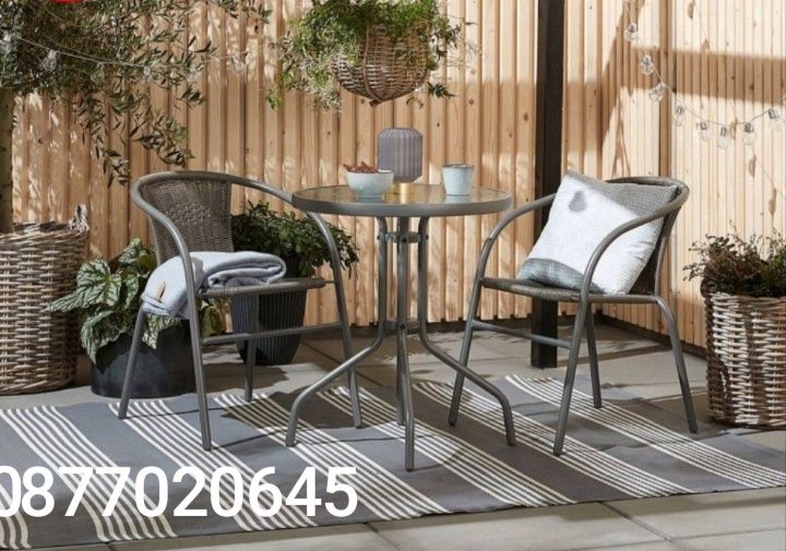 Градински стол Ратан Подреждащ се, Стомана, Пластмаса, Черен, 70×60×55