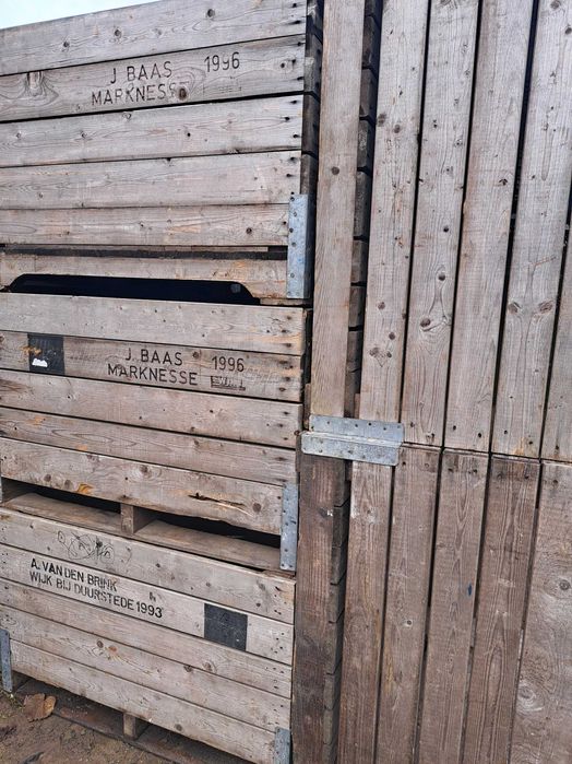 Boxpaleti din lemn - depozitare fructe, lemne, unelte - 120x120x70cm