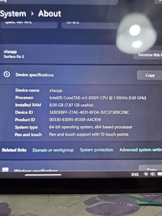 Microsoft Surface go 2 m3/8gb/256gb/windows11