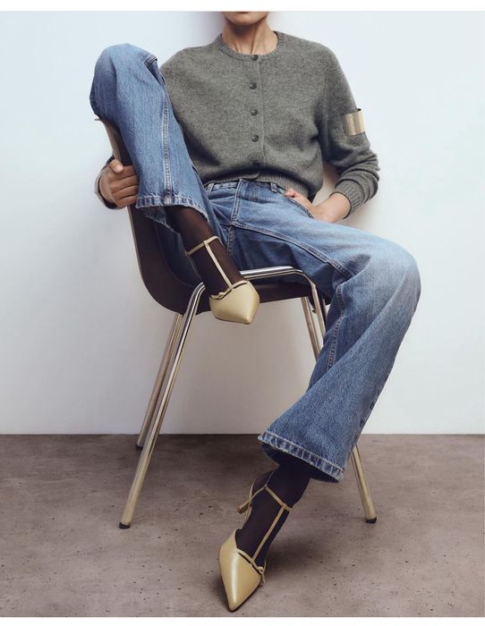 Pantofi Zara piele naturala decupat spate 37