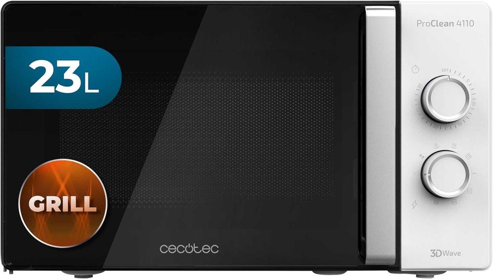 Микровълнова фурна Cecotec ProClean 4110, С грил, 23 л, 700 W, 3D вълнова технология