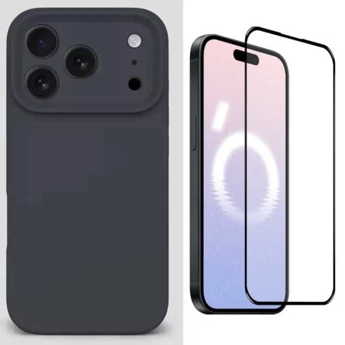 Husa Silicon ( diverse culori ) si Folie Sticla iPhone 13 Pro