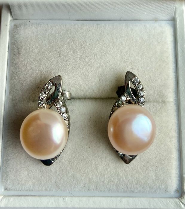 Cercei din argint cu perle si zirconii