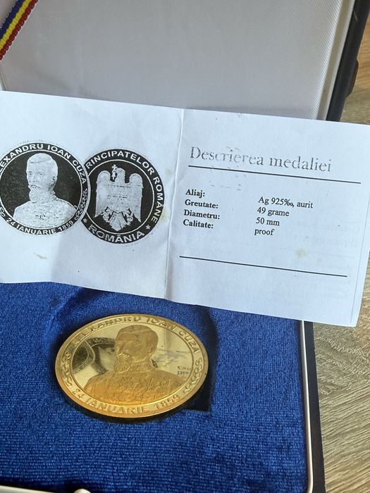 Medalie Alexandru Ioan Cuza argint aurit