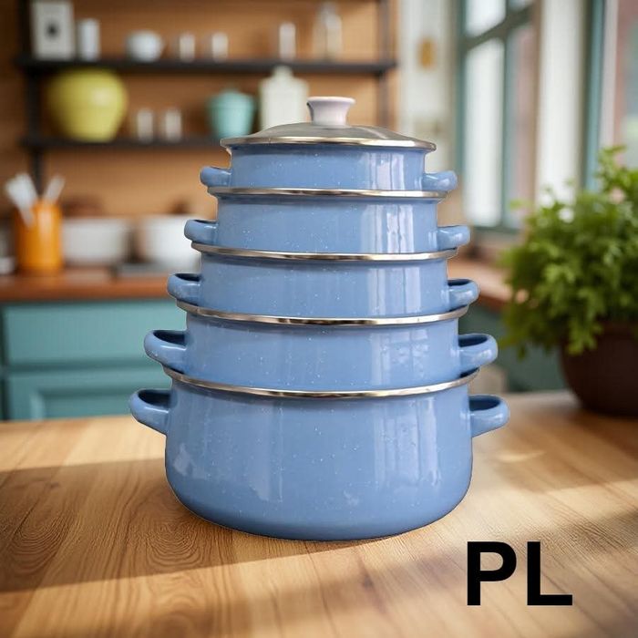 Комплект от 5 тенджери със стъклени капаци + 5 стъклени купи с капак