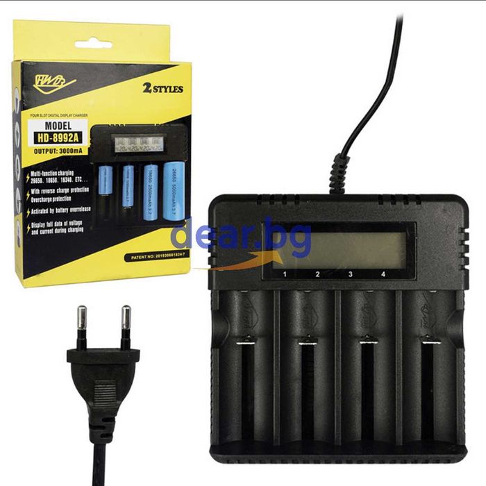 Универално зарядно устройство за 4бр. Li-Ion батерии с дисплей