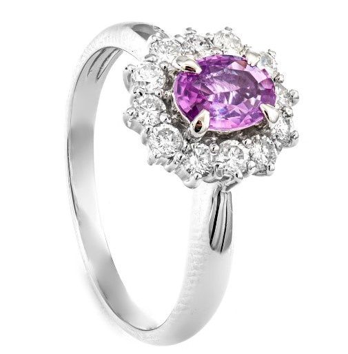 Златен пръстен с розов сапфир! Нов.