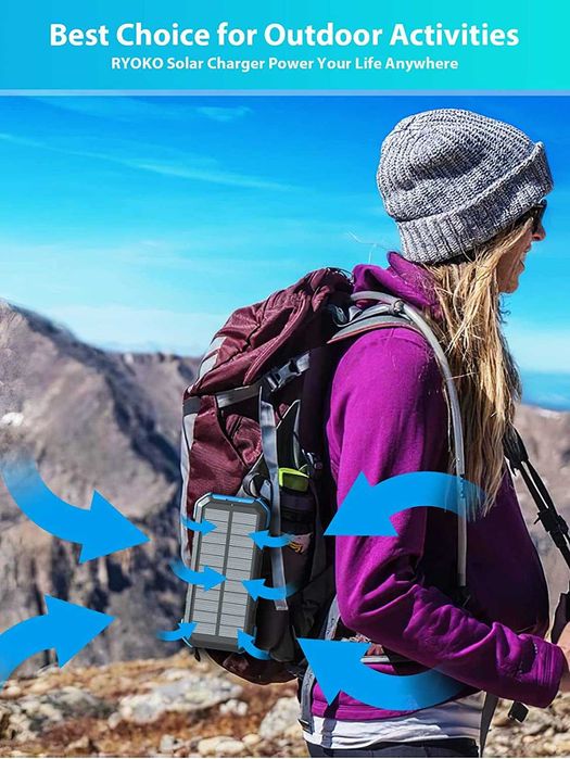 Ryoko Solar Charger Power Bank, 30000mAh