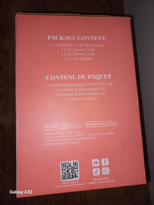 Розовый мини-холодильник Crownful (4 литра) 

Стильный и удобный