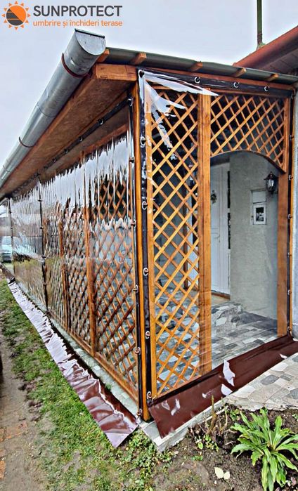 Închideri Terase cu Folie. Rulou Casetat, Necasetat, Panou cu butoni.