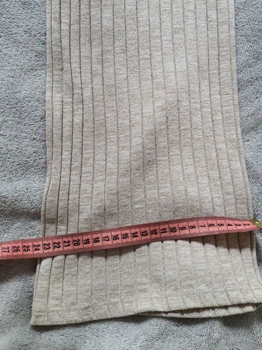 Salopetă tricot Zara fete 11-12 ani 152 cm XXS bej/nude melanj evazată wide leg casual chic