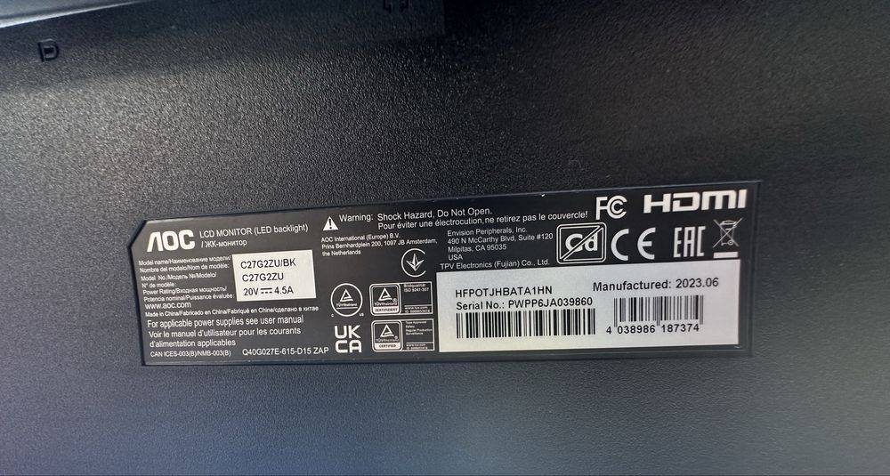 Монитор AOC 27” C27G2ZU/BK за части