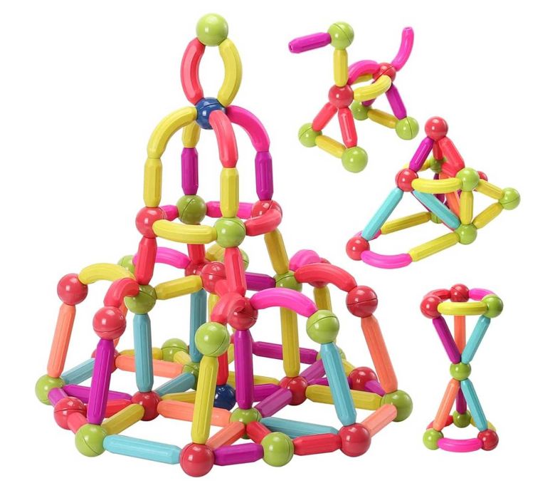 ДВА комплекта магнитни конструктора по 64 бр. всеки (128 бр.) за 35€ лв.