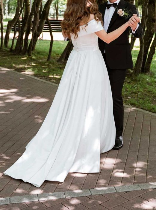 Rochie de mireasă linie A elegantă tafta