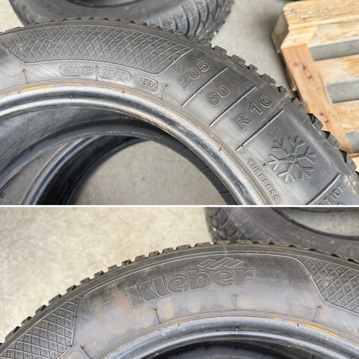 4бр. ОТЛИЧНИ Зимни Гуми 205/60R/16 -KLEBER- DOT:4324- 7.2мм+6.6мм