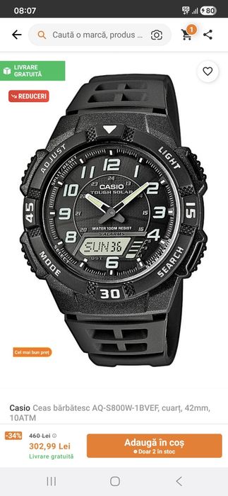 Ceas casio folosit negru
