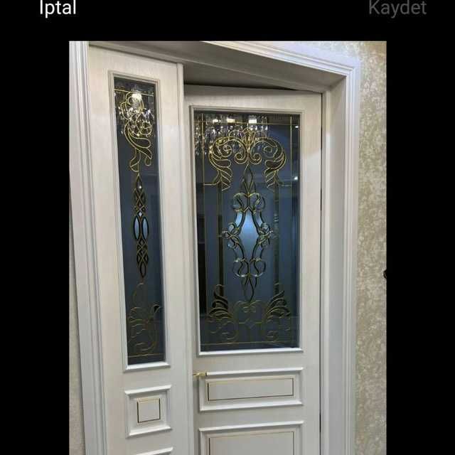 Gulli naqshli shotlandka oynalar mdf eshiklar uchun