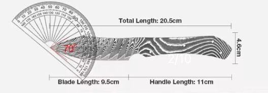 Нож от дамаска стомана 9.5см острие EDC бук