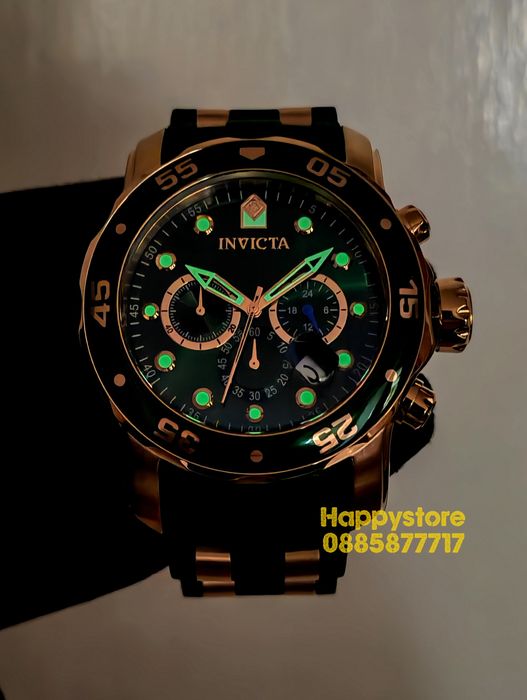 INVICTA SCUBA Green/Gold 48mm, Инвикта нов ръчен часовник