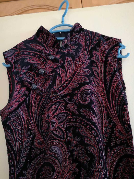 официална дълга тъмночервена рокля