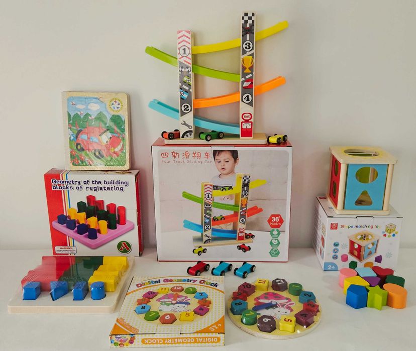Lot de jucarii educative din lemn. Montessori