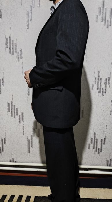 Черный Классический Костюм в линию