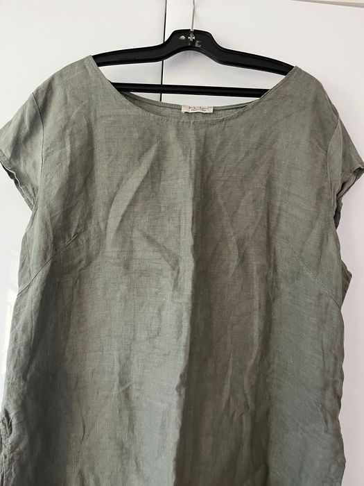 Зелена ленена рокля