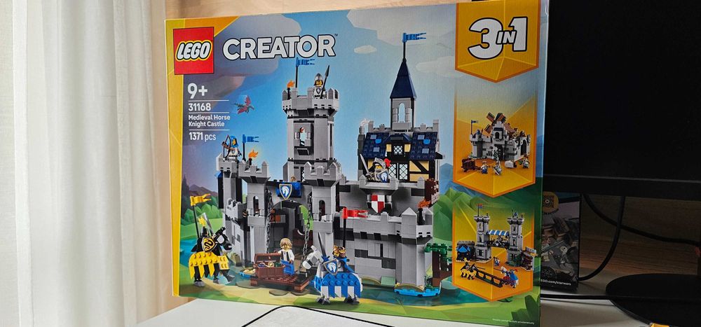 LEGO Creator Рицарски замък 31168 - 3 модела в 1, 1371 части, НОВО запечатано, замък с кули, рицарски турнир или средновековна мелница, само 95 евро