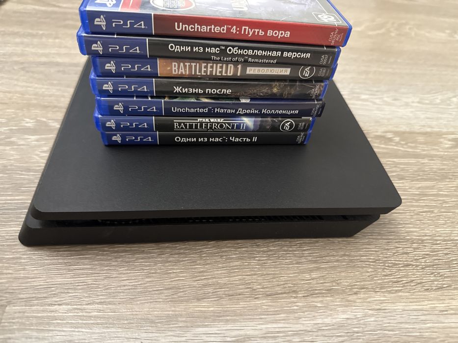 Ps4 slim 512 gb 1 джойстик + 7 игр