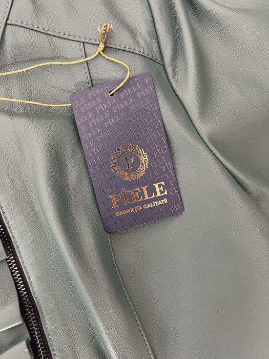 Geaca piele naturala turquoise marimea EU 50/ XXL