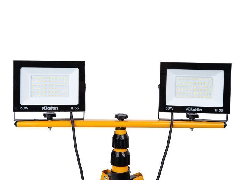 Прожектор, led работна лампа 2 x 50w с регулируема стойка 60-160 см, н