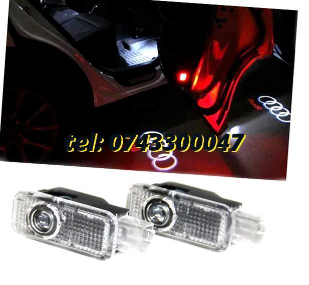 Set 2 Lumini Usi Lampi Portiere Logo Audi Dedicate Holograme
