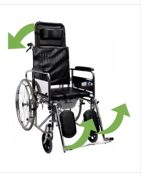 Carut cu rotile spatar si picioare mobile pana la orizontala