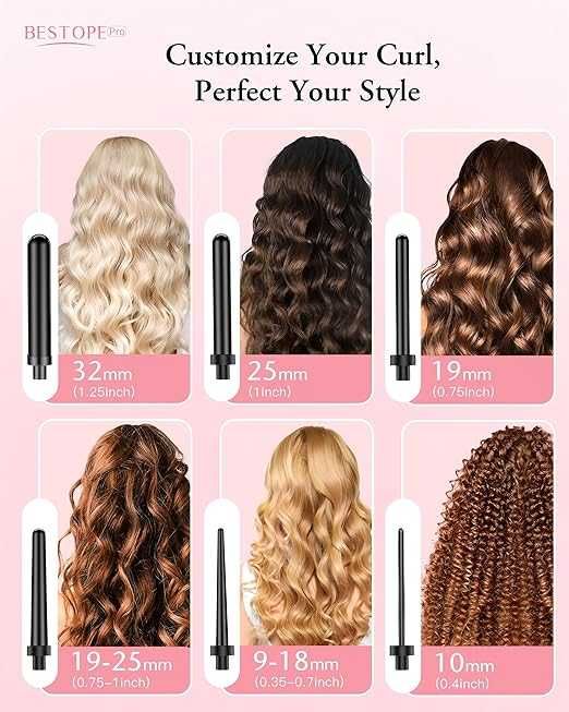 Маша за къдрене на коса BESTOPE PRO 6 в 1, с ръкавица , 6 приставки