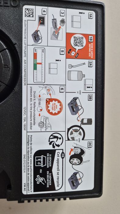 Компресор за гуми НОВ ОРИГИНАЛЕН  комплект с лепило за Фолксваген