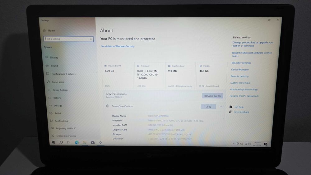 Laptop Packard Bell V5WT2